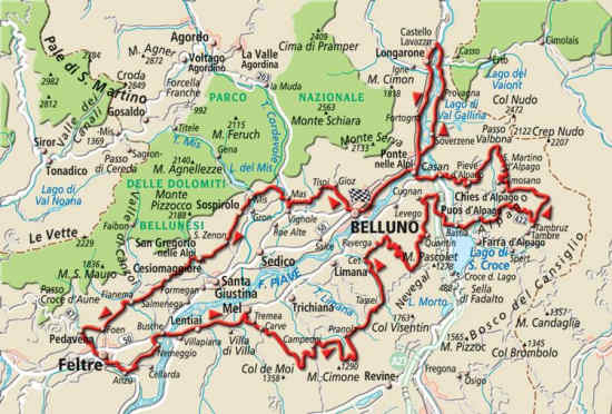 Mappa di Belluno